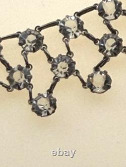 Vintage Art Deco Encased Crystal Necklace Triple Linked Sterling Silver Wedding