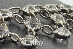 Vintage Art Deco Encased Crystal Necklace Triple Linked Sterling Silver Wedding