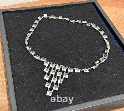 Vintage Art Deco Riviere Necklace Sterling Silver And Cut Glass 1930s