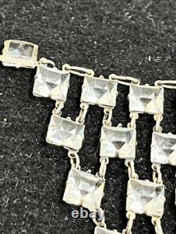 Vintage Art Deco Riviere Necklace Sterling Silver And Cut Glass 1930s