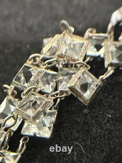 Vintage Art Deco Riviere Necklace Sterling Silver And Cut Glass 1930s