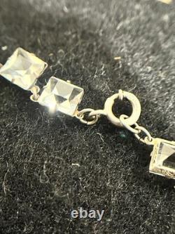 Vintage Art Deco Riviere Necklace Sterling Silver And Cut Glass 1930s