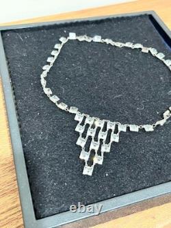 Vintage Art Deco Riviere Necklace Sterling Silver And Cut Glass 1930s
