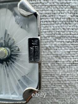 Vintage Art Deco Sterling Silver Diamond Glass Pendant Necklace 925