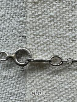 Vintage Art Deco Sterling Silver Diamond Glass Pendant Necklace 925