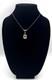 Vintage Art Deco Sterling Silver Filigree Necklace Beveled Glass & Pearl Drop
