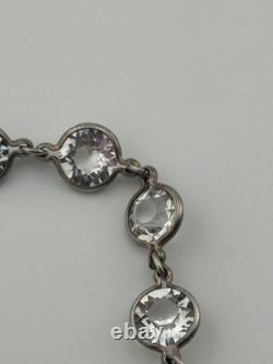 Vintage Art Deco Sterling Silver Glass Paste Open Back Bezel Riviere Bracelet