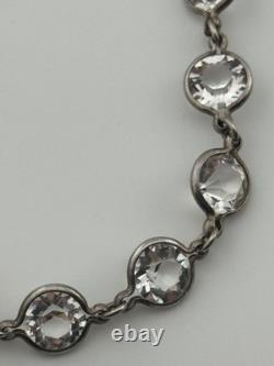 Vintage Art Deco Sterling Silver Glass Paste Open Back Bezel Riviere Bracelet