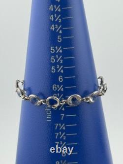 Vintage Art Deco Sterling Silver Glass Paste Open Back Bezel Riviere Bracelet