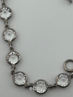 Vintage Art Deco Sterling Silver Glass Paste Open Back Bezel Riviere Bracelet