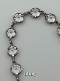 Vintage Art Deco Sterling Silver Glass Paste Open Back Bezel Riviere Bracelet