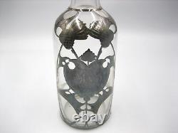 Vintage Art Deco Sterling Silver Overlay Caged Glass Decanter Bottle Monogram