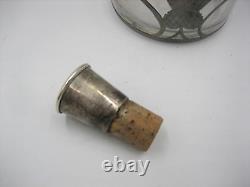 Vintage Art Deco Sterling Silver Overlay Caged Glass Decanter Bottle Monogram