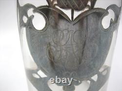 Vintage Art Deco Sterling Silver Overlay Caged Glass Decanter Bottle Monogram