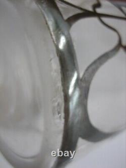 Vintage Art Deco Sterling Silver Overlay Caged Glass Decanter Bottle Monogram