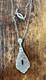 Vintage Art Deco Sterling Silver Sapphire Glass Pendant Necklace 925