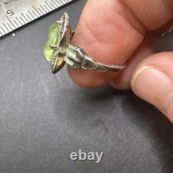Vintage Art Deco Uranium Glass Sterling Silver Buckle Ring By JJ White