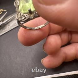 Vintage Art Deco Uranium Glass Sterling Silver Buckle Ring By JJ White