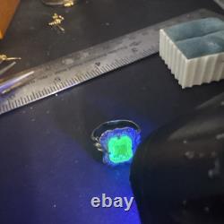 Vintage Art Deco Uranium Glass Sterling Silver Buckle Ring By JJ White