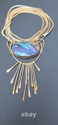 Vintage Art Glass & Sterling Silver Necklace Style Of John Ditchfield