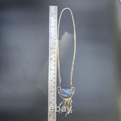 Vintage Art Glass & Sterling Silver Necklace Style Of John Ditchfield