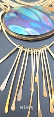 Vintage Art Glass & Sterling Silver Necklace Style Of John Ditchfield