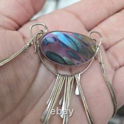 Vintage Art Glass & Sterling Silver Necklace Style Of John Ditchfield