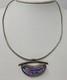 Vintage Artist Signed Modernist Sterling Silver Dichroic Art Glass Necklace