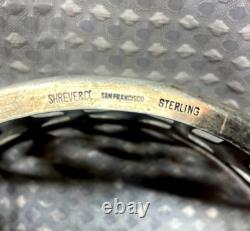 Vintage Arts & Crafts Shreve & Co Sterling Silver & Cut Glass Serving Bowl