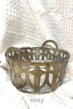 Vintage Arts & Crafts Shreve & Co Sterling Silver & Cut Glass Serving Bowl