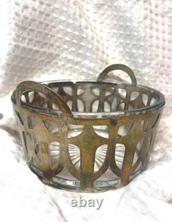Vintage Arts & Crafts Shreve & Co Sterling Silver & Cut Glass Serving Bowl