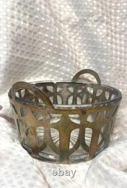 Vintage Arts & Crafts Shreve & Co Sterling Silver & Cut Glass Serving Bowl