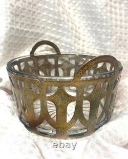 Vintage Arts & Crafts Shreve & Co Sterling Silver & Cut Glass Serving Bowl