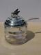 Vintage Beehive Glass Honey Jar Sterling Silver Lid & Spoon Marked R B & Co