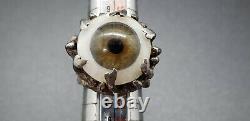 Vintage Big Sterling Silver Brutalist Glass Eyeball Ring Approximate Size 6.5