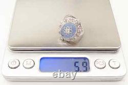 Vintage Blue Camphor Glass Cubic Zirconia Sterling Silver Ring Size 8