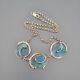 Vintage Blue Roman Glass Sterling Silver Modernist Handwrought Artisan Necklace
