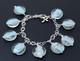 Vintage Blue Venetian Glass Sterling Silver Charm Bracelet 7