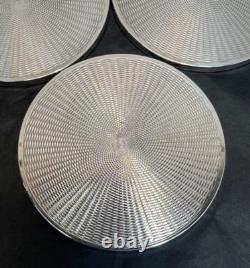 Vintage Broadway B&Co Sterling Silver 6 Drink Glass Coasters Guilloche Sunburst