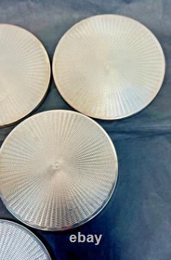 Vintage Broadway B&Co Sterling Silver 6 Drink Glass Coasters Guilloche Sunburst