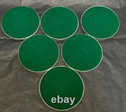 Vintage Broadway B&Co Sterling Silver 6 Drink Glass Coasters Guilloche Sunburst