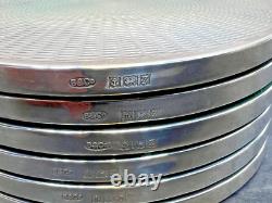 Vintage Broadway B&Co Sterling Silver 6 Drink Glass Coasters Guilloche Sunburst