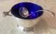 Vintage Cartier Sterling Silver Condiment Bowl + Spoon & Cobalt Blue Glass Liner