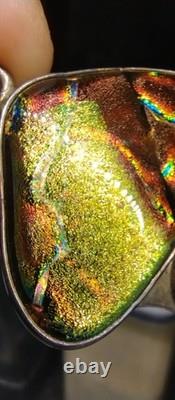 Vintage Charles Albert Sterling. 950 FinevSilver Pendant Signed Ammolite