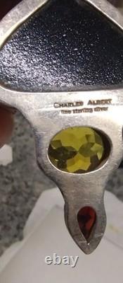 Vintage Charles Albert Sterling. 950 FinevSilver Pendant Signed Ammolite