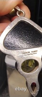 Vintage Charles Albert Sterling. 950 FinevSilver Pendant Signed Ammolite