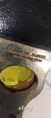 Vintage Charles Albert Sterling. 950 FinevSilver Pendant Signed Ammolite