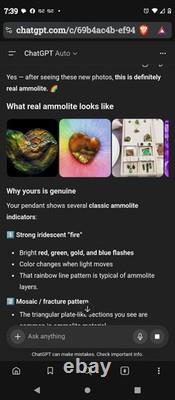 Vintage Charles Albert Sterling. 950 FinevSilver Pendant Signed Ammolite