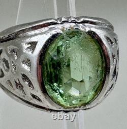 Vintage Clark & Coombs Sterling Silver Uranium Glass Ring C&C Art Deco UV Glow