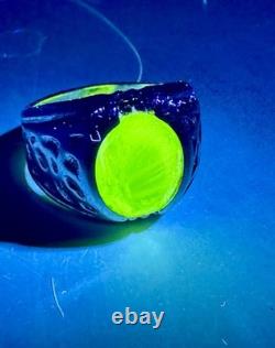 Vintage Clark & Coombs Sterling Silver Uranium Glass Ring C&C Art Deco UV Glow